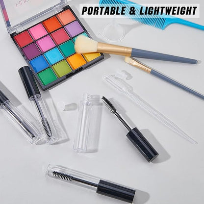 GORGECRAFT 10Pcs 10ml Empty Mascara Tube Bottle Transparent Plastic Eyelash Wand Containers Bottles with Rubber Inserts 4Pcs 2ml Dropper 2Pcs Mini Funnel Hopper for Castor Oil DIY Cosmetics Kit Black