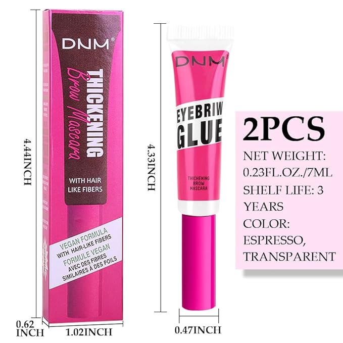 Tinted Thickening Brow Mascara,Brow Fast Sculpt,Waterproof, Transfer-proof, Brush to Fill in Eyebrows and Cover Gray Hairs - Cruelty Free (2pcs 07 Espresso &09 transparent)