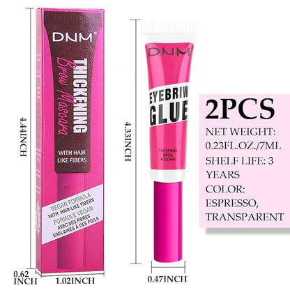 Tinted Thickening Brow Mascara,Brow Fast Sculpt,Waterproof, Transfer-proof, Brush to Fill in Eyebrows and Cover Gray Hairs - Cruelty Free (2pcs 07 Espresso &09 transparent)