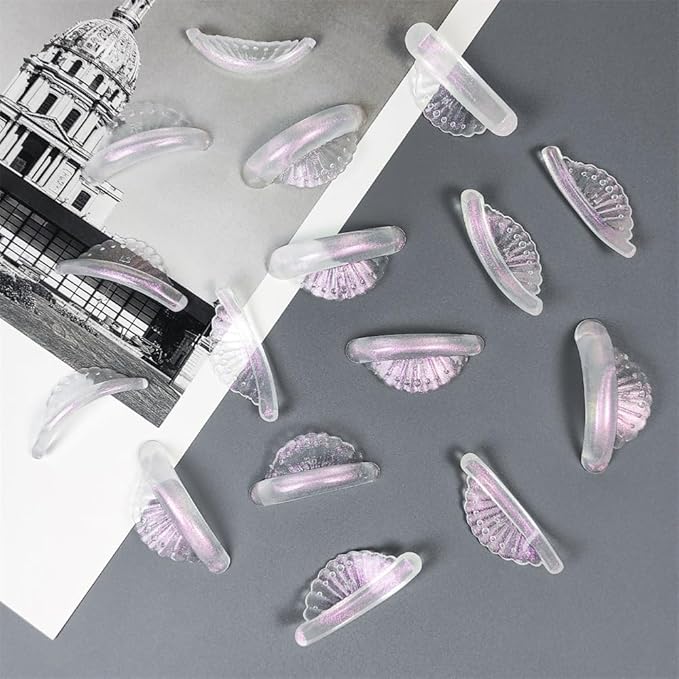 Lash Lift Rods No Glue Needed Silicone Eyelash Pads Perfect with Lash Lift Balm Glue Reusable Lash Lifting Pads (Pink Glitter)