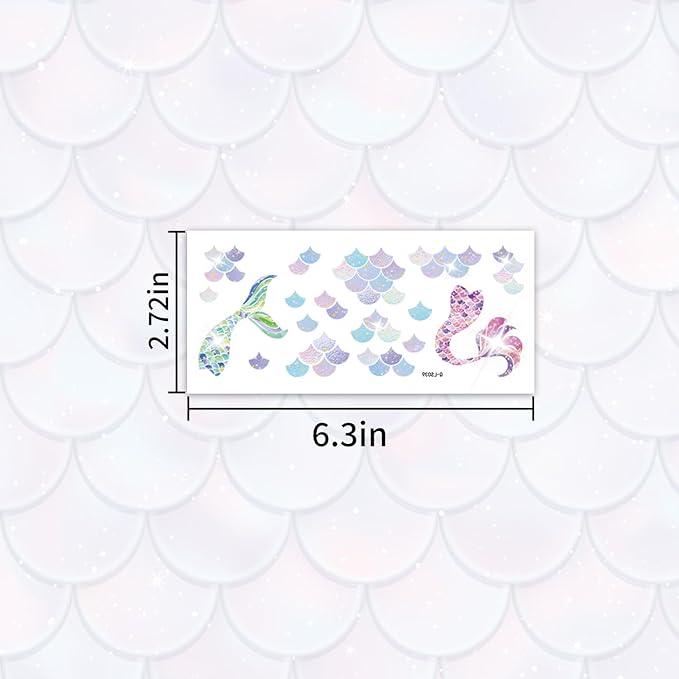 85 PCS Mermaid Scale Temporary Tattoos Stickers Mermaid Themed Tattoos Stickers Party Decoration Supplies Party Favors For Kids Adults