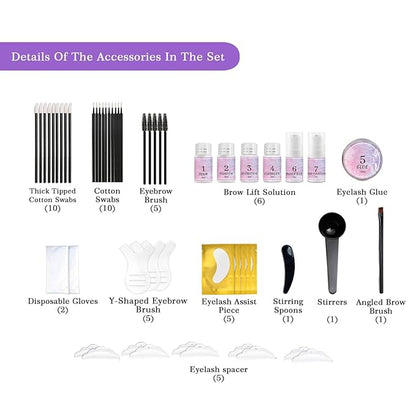 Lash Lift Kit & Brow Lamination Kit, Eyebrow Lamination Kit with Black, Professional Eyelash Lifting Kit, Eyelash Perm Kit with All Tools, Lasts for 8 Weeks, for Salon & Home