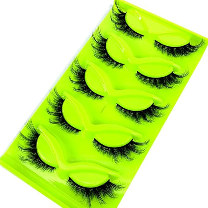 HBZGTLAD New 3D Cat-Eye Mink Eyelashes Curled Winged Natural Realistic Messy End Eye Elongated Thick False Eyelashes Soft Fake Eyelashes (MF-1)