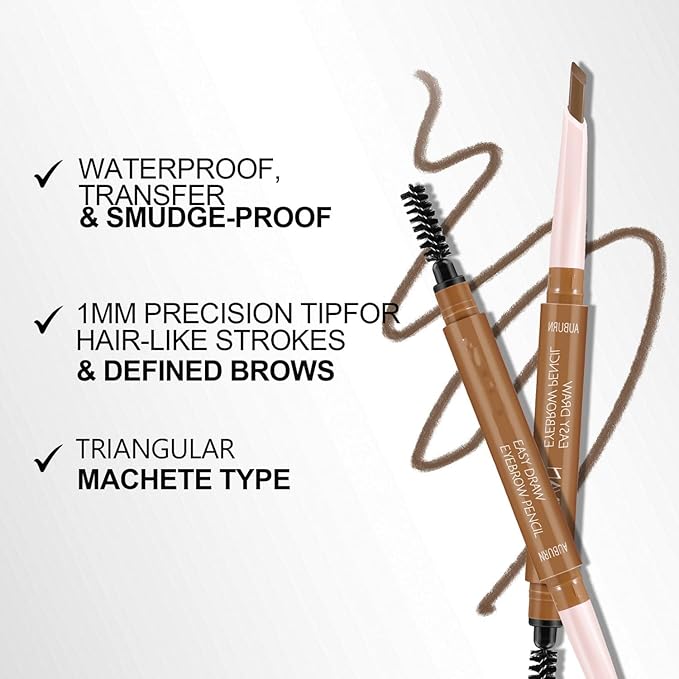 MAEPEOR Eyebrow Pencil 5 Colors Define Shape and Fill Brows with Brush, Longwearing Eye Brow Pencil for Soft Textured Natural Daily Look (05 Dark Brown)