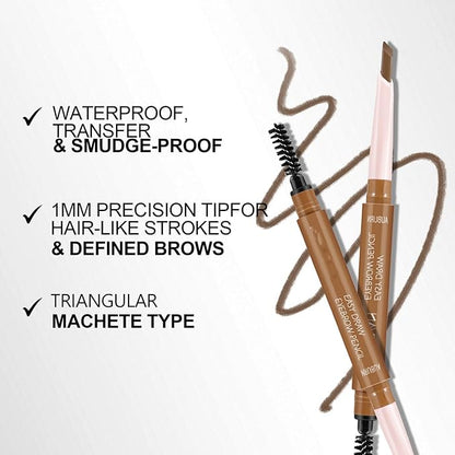 MAEPEOR Eyebrow Pencil 5 Colors Define Shape and Fill Brows with Brush, Longwearing Eye Brow Pencil for Soft Textured Natural Daily Look (05 Dark Brown)