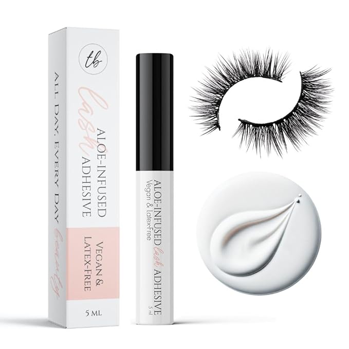 Gentle Formula Lash Glue - 24 Hour Hold - Cluster Strip False Lash Extension Eyelash Glue - Soothing Aloe Lash Adhesive - Dries Clear - Water Resistant