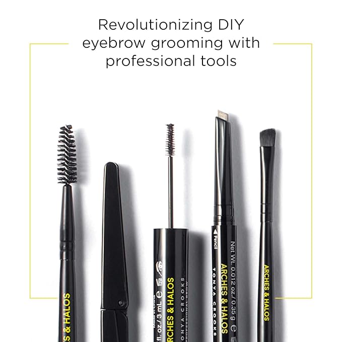 Arches & Halos Brow Sculpting Set - Dual Ended Brush With Brow Building Pomade In Warm Brown - Define, Brush And Blend Brows - Easily Fill, Sculpt Sleek Eyebrows - Vegan, Cruelty Free Makeup - 2 Pc