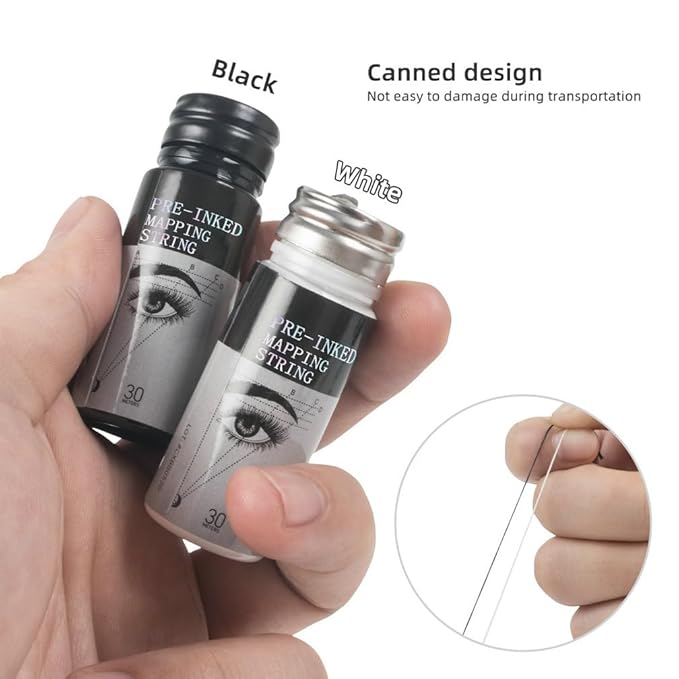 Pre-Inked Eyebrow Mapping String, 30 Meters Brow Thread, for Semi Permanent Makeup, Microblading, Liquid Eyeliner (Black)