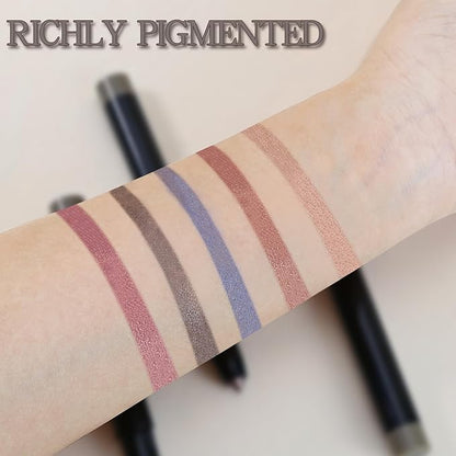Shimmer Eyeshadow Stick, Cream Eyeshadow Pencil with Sharpener, Waterproof Glitter Eye Shadow Stick, Eyeliner, Easy to Use