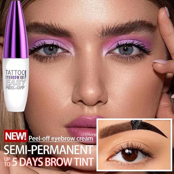 2Pcs Peel-Off Tattoo Eyebrow Gel, Transfer-proof, Waterproof (Brown)