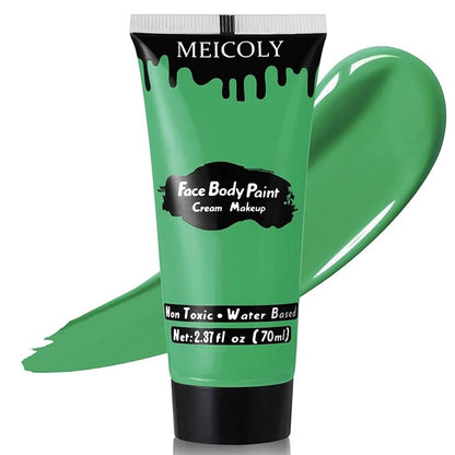 MEICOLY Green Face Body Paint,St. Patrick’s Day Face Paint Makeup Accessories,Camouflage Gamora Hunting Hulk Body Paint for Adults and Kids,Halloween SFX Witch Makeup Face Paint