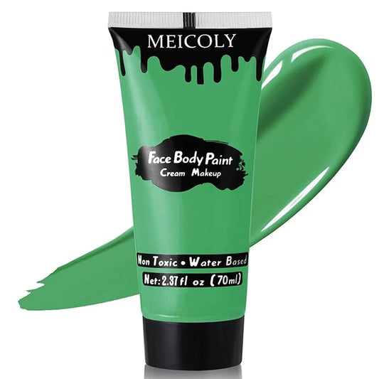 MEICOLY Green Face Body Paint,St. Patrick’s Day Face Paint Makeup Accessories,Camouflage Gamora Hunting Hulk Body Paint for Adults and Kids,Halloween SFX Witch Makeup Face Paint