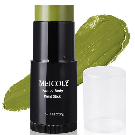 MEICOLY Light Green Face Body Paint Stick(1.06 Oz),Green Face Paint for Christmas Makeup Stocking Stuffers,Hunting Camo Gamora Face Paint,Shrek Disgust Goblin Witch Green Face Makeup,Ogre Green