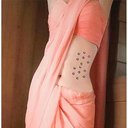 Sticker Kumkum Jewel Bindi Breathable Fabric with Rhinestone, Does not Irritate Skin, No Gum Marks on Skin, Round Tilak A Sheet of 2 Flaps (Multi-Colour) (P6-7MM-Stone)