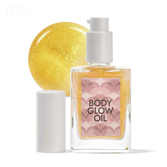 Shimmer Body Oil, Body Luminizer 3 Colors Hydrating Body Shimmer Oil Sparkle and Shine Hydrating and Nourishing Body Glitter Oil 1.05 Floz