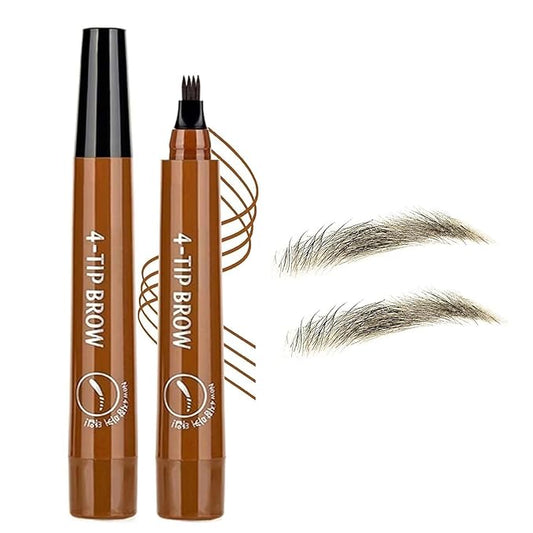 Eyebrow Pen Waterproof Microblading Pencil With 4-Prong Micro-Fork-Tip Applicator, Contouring Pen for Women Creates Natural Looking Brows Effortlessly (Light Brown)