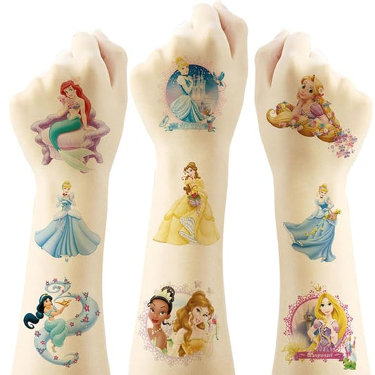 Disney Princess Temporary Tattoos - 20 Sheets, Birthday Party Favors, Cute Cartoon Princess Decoration Stickers for Kids' Home Activity, Class Prizes & Carnival Rewards