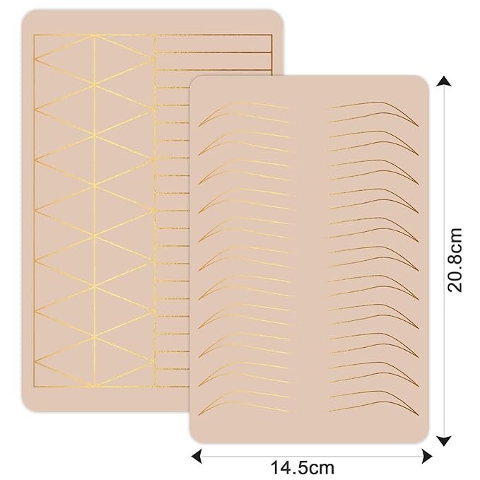 3 pcs Thicken Two sides Microblading Practice Silicon Skin Perfect for Permanent Makeup and Microblading Nano brows ombre brow practice (Golden Printing)