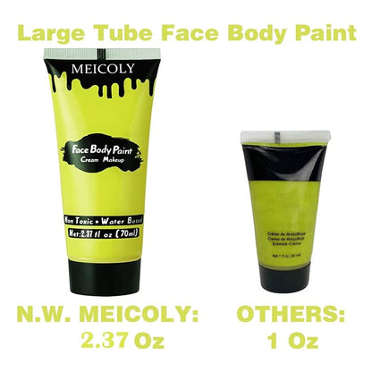 MEICOLY Ogre Green Face Body Paint,2.37OZ Large Tube Cream Water Based Body Paint,Blendable High Pigment Face Paint for Sherk Disgust Goblin Demon Halloween SFX Special Effects Cosplay Makeup