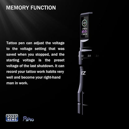 EZ P3 Pro Wireless Tattoo Machine - 6 Strokes 2.0, 2.4, 2.8, 3.3, 3.7, 4.2mm Tattoo Machine Pen with OLED Digital Display 1600mAh Battery Power Tattoo Gun (Matte Golden)