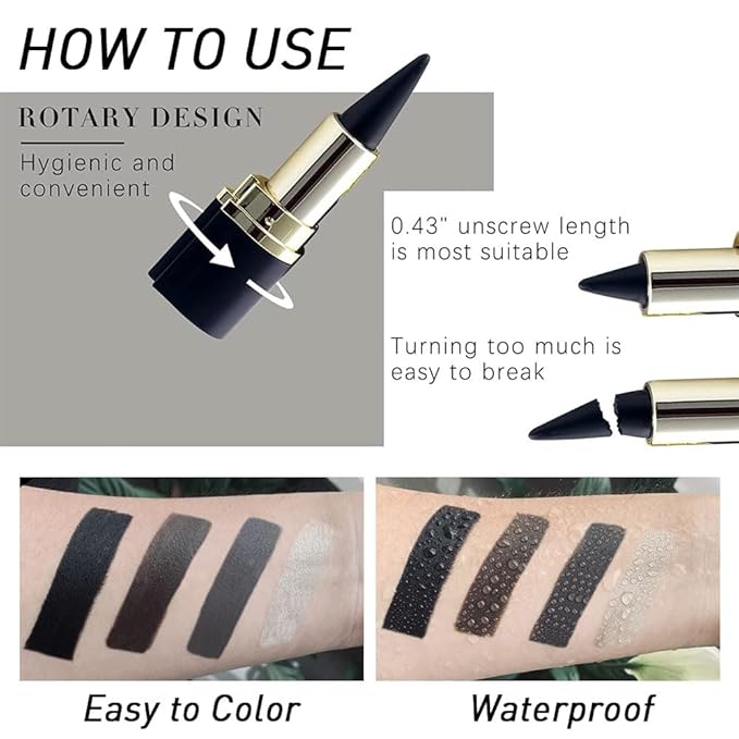 Kaely Black Gel Eyeliner Pencil,Waterproof Smudge Proof Eye Liner Pen,Cat Eye Goth Halloween Makeup,Eye Black Face Paint Lipstick Crayon,Color Colorful Eyeliner Eyeshadow Stick,04