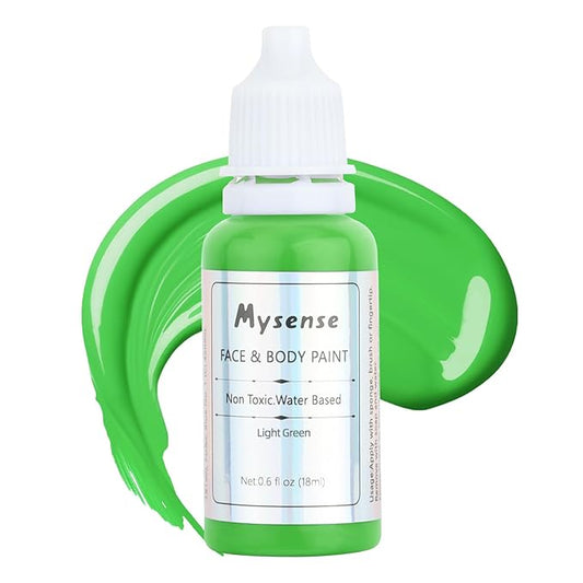 Mysense Light Green Face Body Paint,St Patricks Day Outfit Accessories,Water Based Washable Cream Body Paint for Adults and Children Halloween Gamora Witch Costume Christmas Cosplay Makeup,0.6oz