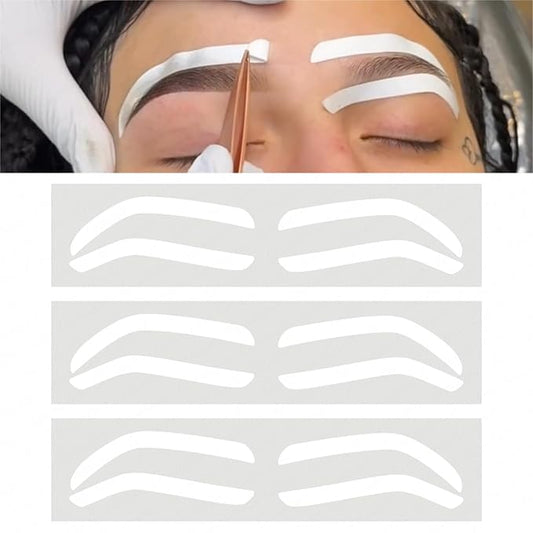 2 Bags Airbrush Eyebrow Design Stickers Stencils, Disposable Semi-permanent Auxiliary Stickers, Airbrush Brow Shaping Mapping Guide Tape Air Brush Templates for Tinting Makeup (B Type -2Bags- 20Pairs)