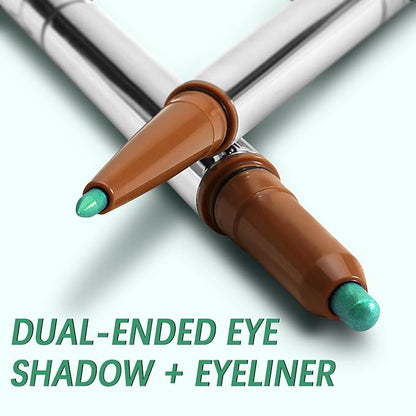 Glitter Eyeshadow Stick, Dual-Ended Eyeshadow Pencil Eyeliner, Eyeshadow Powder and Smooth Eye Liner, Waterproof Makeup Crayon, Long Lasting Eye Brightening Stick
