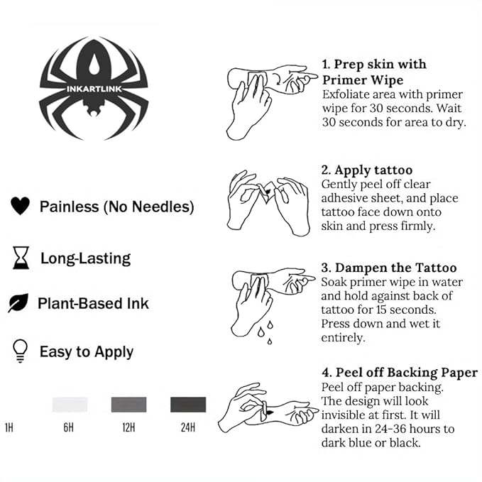 Semi Permanent Tattoo, Temporary Tattoo, party tattoo, beautiful and realistic design, fun tattoo experience, cruelty-free, non-reflective, waterproof (Ink Art 3)