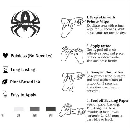 Semi Permanent Tattoo, Temporary Tattoo, party tattoo, beautiful and realistic design, fun tattoo experience, cruelty-free, non-reflective, waterproof (Ink Art 3)