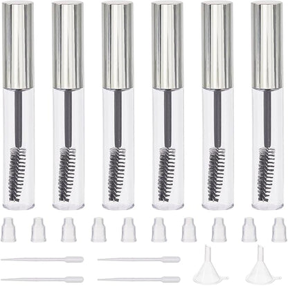 GORGECRAFT 10Pcs 10ml Empty Mascara Tube Bottle Transparent Plastic Eyelash Cream Containers Tubes Bottles with 4Pcs 2ml Dropper 2Pcs Mini Funnel Hopper for Castor Oil DIY Cosmetics Kit