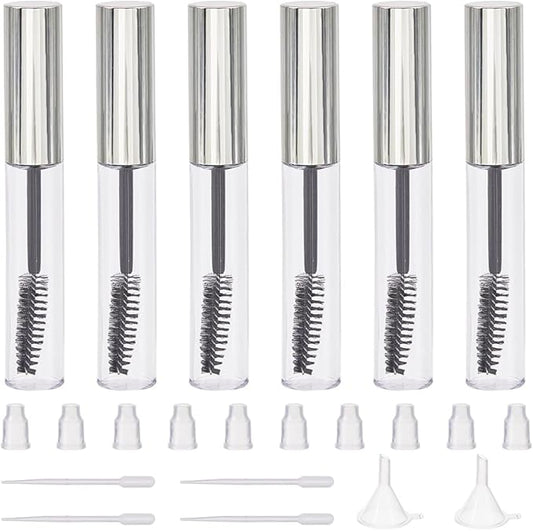 GORGECRAFT 10Pcs 10ml Empty Mascara Tube Bottle Transparent Plastic Eyelash Cream Containers Tubes Bottles with 4Pcs 2ml Dropper 2Pcs Mini Funnel Hopper for Castor Oil DIY Cosmetics Kit