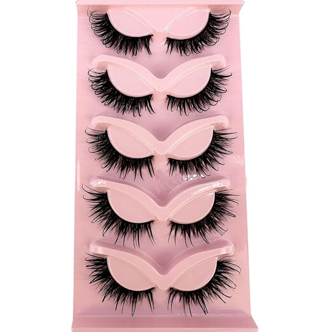 HBZGTLAD New 3D Cat-Eye Mink Eyelashes Curled Winged Natural Realistic Messy End Eye Elongated Thick False Eyelashes Soft Fake Eyelashes (021)