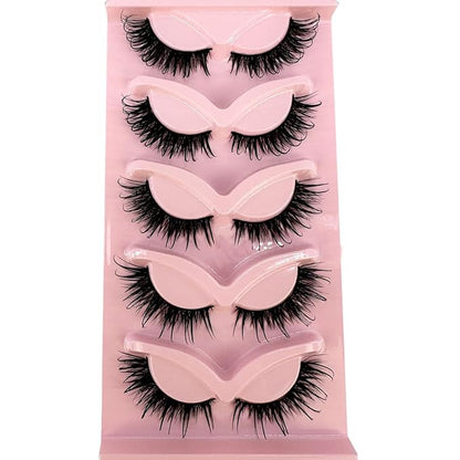 HBZGTLAD New 3D Cat-Eye Mink Eyelashes Curled Winged Natural Realistic Messy End Eye Elongated Thick False Eyelashes Soft Fake Eyelashes (021)