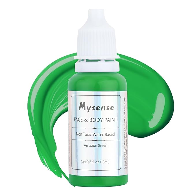 Mysense Amazon Green Face Body Paint,St Patricks Day Outfit Accessories,Water Based Washable Cream Body Paint for Adults and Children Halloween SFX Cosplay Gamora Witch Costume Makeup,0.6oz