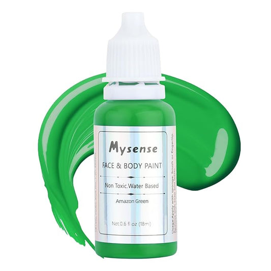 Mysense Amazon Green Face Body Paint,St Patricks Day Outfit Accessories,Water Based Washable Cream Body Paint for Adults and Children Halloween SFX Cosplay Gamora Witch Costume Makeup,0.6oz