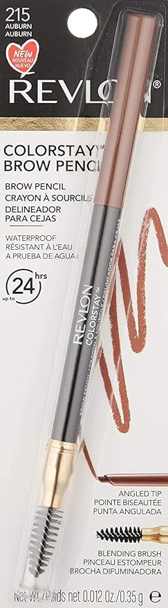 Revlon Eyebrow Pencil, Colorstay Eye Makeup with Eyebrow Spoolie, Waterproof, Longwearing Angled Precision Tip, 215 Auburn, 0.01 Oz