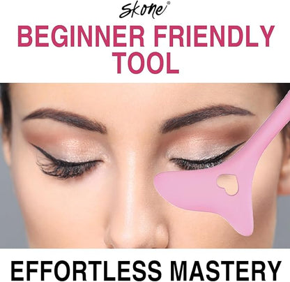 Skone Cosmetics Eyeliner Stencil - Mascara Shield Applicator Guard, Lipstick and Face Cream Application Aid - Easy to Use Multifunctional Eyeliner Aid Stencil Tool Guide for Beginners & Experts - Pink