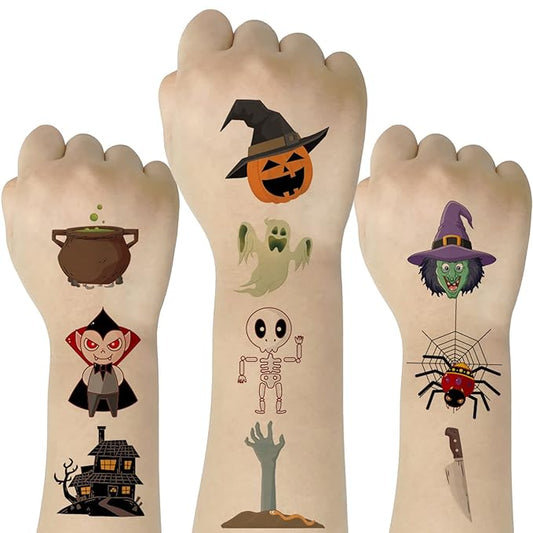 (Pack of 10 Sheets) Halloween Waterproof Temporary Tattoo Stickers for Kids Boys and Girls, Party Favors Decorations