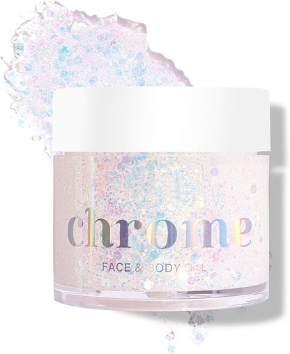 White Body Face Glitter Gel Makeup Hair Glitter Gel Long Lasting Shiny Holographic Chunky Sequins Halloween Festival Face Paint Glitter Gel Makeup - 01 Sparkling White
