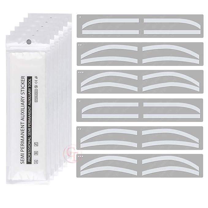 6 Pairs Eyebrow Tattoo Auxiliary Stickers Disposable Adhesive Eyebrow Template Sticker Women Disposable Adhesive Eyebrow Template Sticker (6 Pairs Sticker+1 Black Brow Pencil)