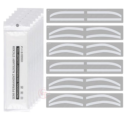 6 Pairs Eyebrow Tattoo Auxiliary Stickers Disposable Adhesive Eyebrow Template Sticker Women Disposable Adhesive Eyebrow Template Sticker (6 Pairs Sticker+1 Black Brow Pencil)