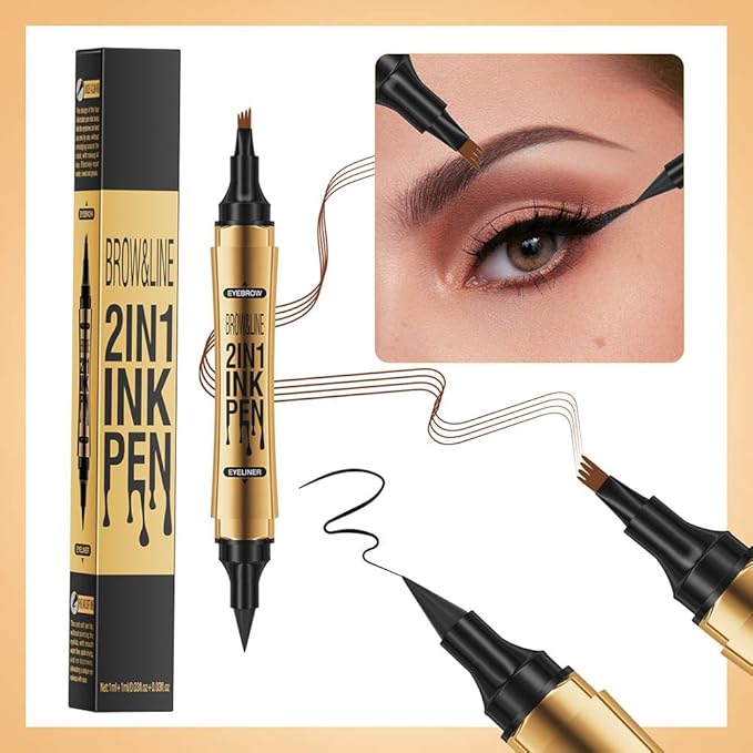 2 in 1 Magic Eyebrow Pencil, 4 Tip Microblade Eyebrow Pen Microblading Eyebrow Pencil Contouring Pen for Natural Daily Look Eyebrow Makeup