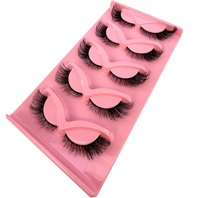 HBZGTLAD New 3D Cat-Eye Mink Eyelashes Curled Winged Natural Realistic Messy End Eye Elongated Thick False Eyelashes Soft Fake Eyelashes (V11)