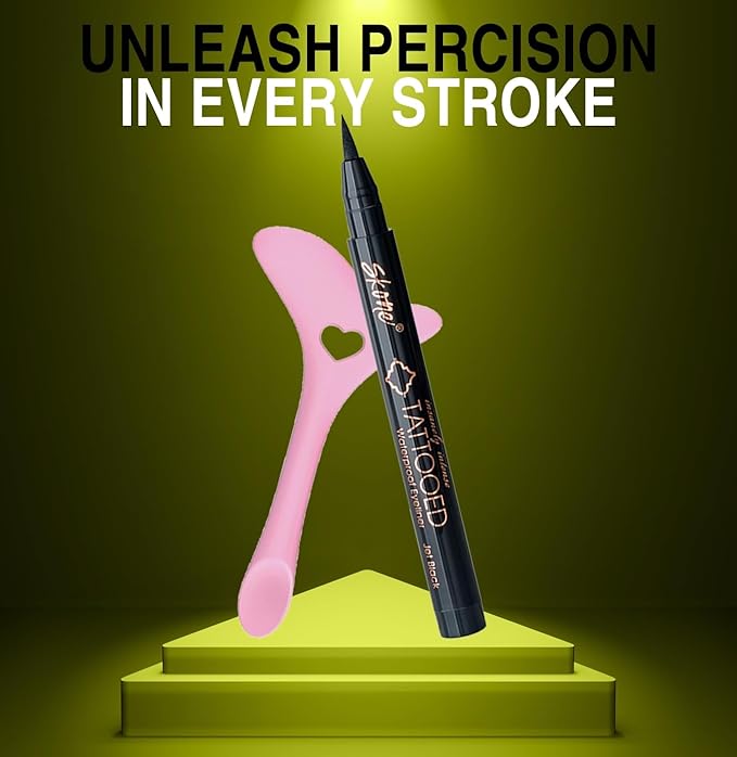Skone Cosmetics Eyeliner Stencil - Mascara Shield Applicator Guard, Lipstick and Face Cream Application Aid - Easy to Use Multifunctional Eyeliner Aid Stencil Tool Guide for Beginners & Experts - Pink