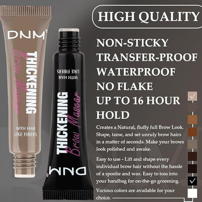 Tinted Thickening Brow Mascara,Brow Fast Sculpt,Waterproof, Transfer-proof, Brush to Fill in Eyebrows and Cover Gray Hairs - Cruelty Free (2pcs 01 Taupe &08 Black)