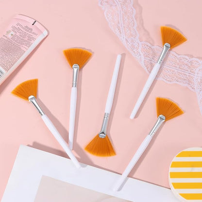 48 Pcs Fan Brushes Facial Applicator, Multi-Use Soft Peel Makeup Brush Spa Tools for Women and Girls Enhance Your Skincare Ritual-Yellow