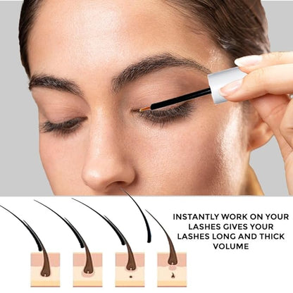 Eyelash Growth Serum - Instant Lash serum for eyelash growth with Hyaluronic Acid - 100% Natural Dermatologist Tested and Approved Eyelash Enhancer - Eyebrow serum to grow brows thicker - (5ml)
