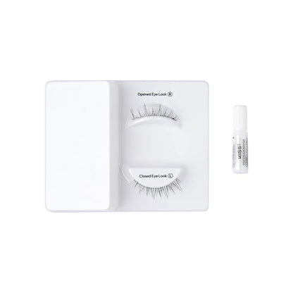 KISS Filter Lashes, AI-Inspired Cat Eye False Eyelashes, Medium Length (10-12mm), Wispy 3D Volume, Natural Look, 1 Pair with Lash Glue, The Glow Up Filter