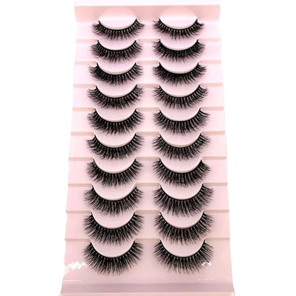 HBZGTLAD Soft Mink Eyelashes 3D Curl Winged End Eye Elongated Fake Lashes Thick Handmade Natural False Eyelash Messy Cross Lash Wholesale (FT-01)